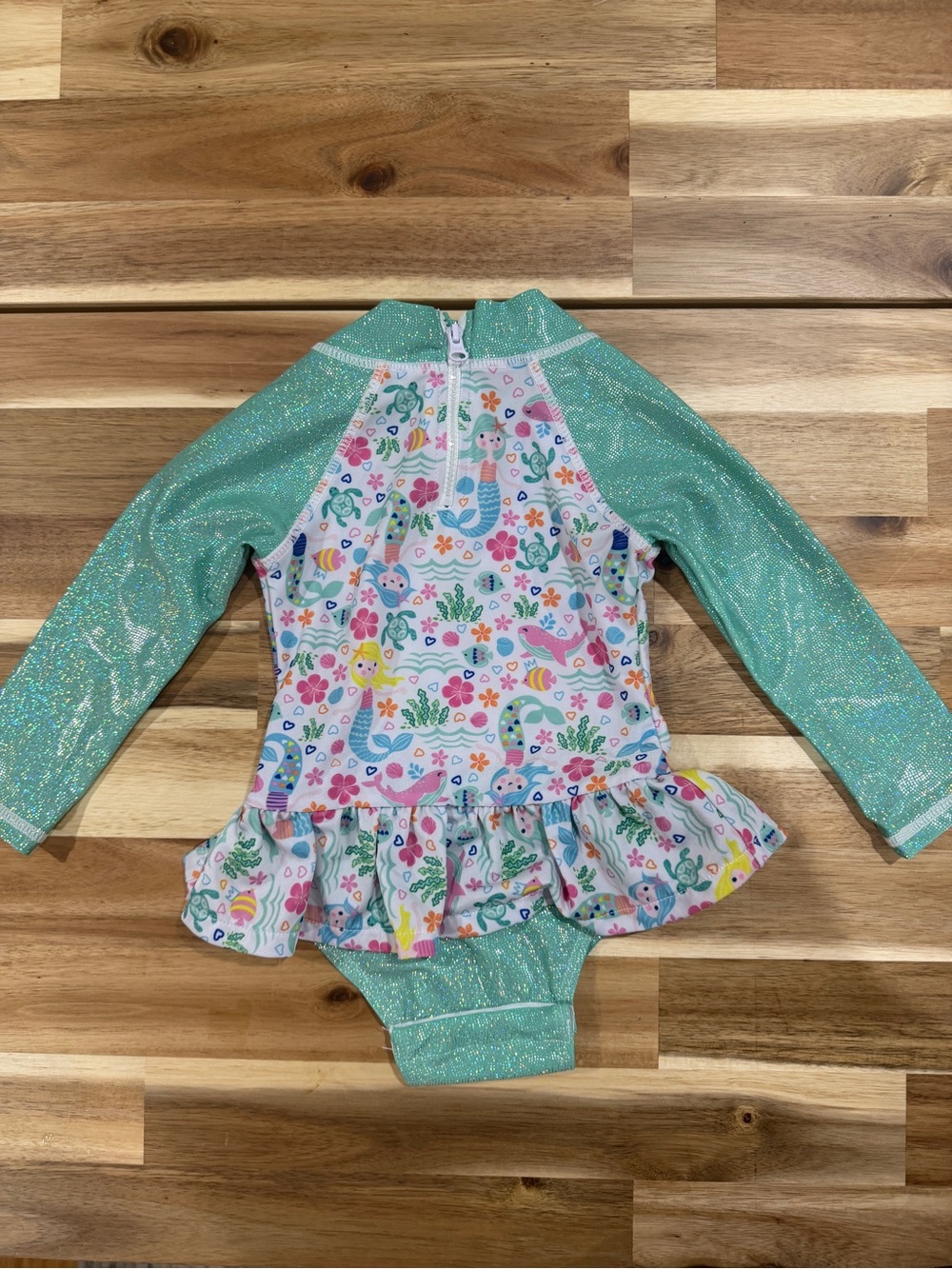 Flap Happy Mermaid Print Ruffle One-Piece Swimsuit estimated size 12-24 months